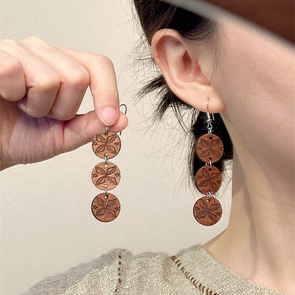 Minimalist Handmade Vintage Wooden Drop Earrings