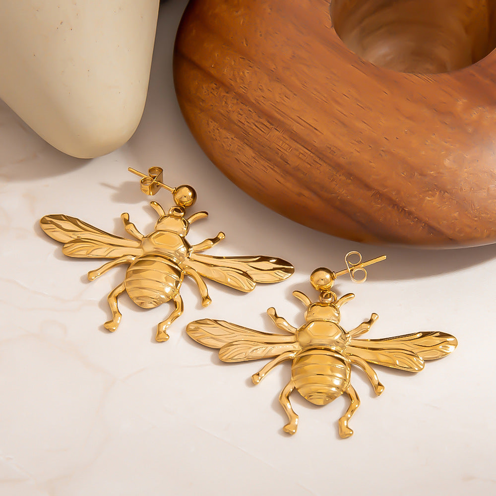 Stylish Bee Pendant DIY Earrings Stainless Steel Statement Earrings