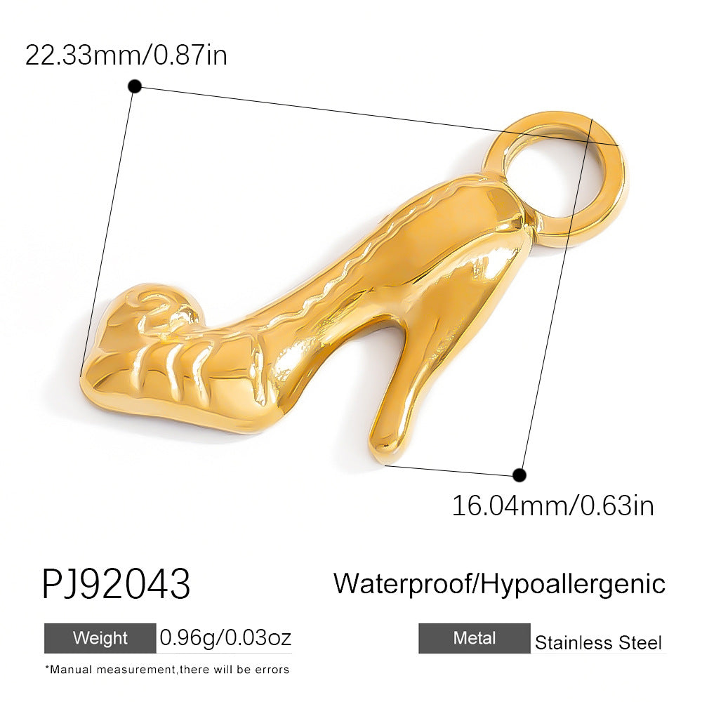 Heart-Shaped 18K Gold Stainless Steel Pendant Necklace