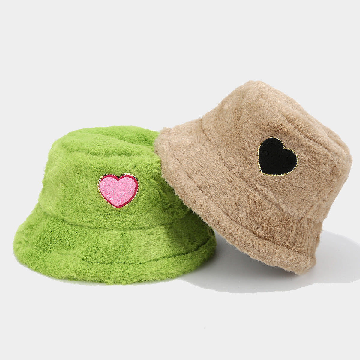 Cute Heart Print Fuzzy Thermal Bucket Hat