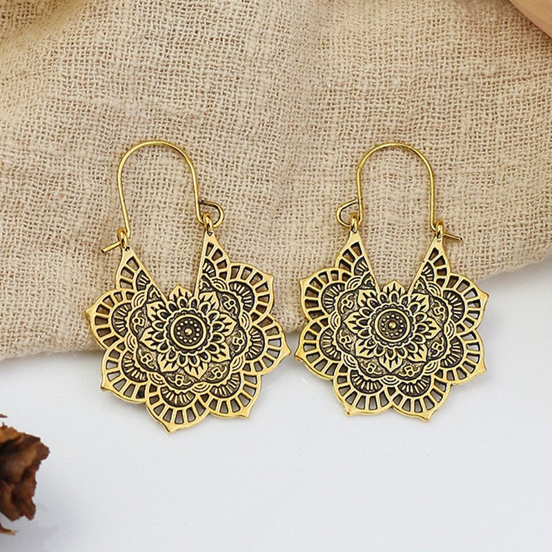 Vintage Geometric Leaf Earrings Set for Women