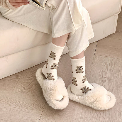 Rufia - Bear Coral Fleece Thickened Winter Socks