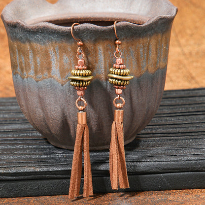 Geometric Alloy Earrings Stylish Bohemian Wood Dangle Earrings
