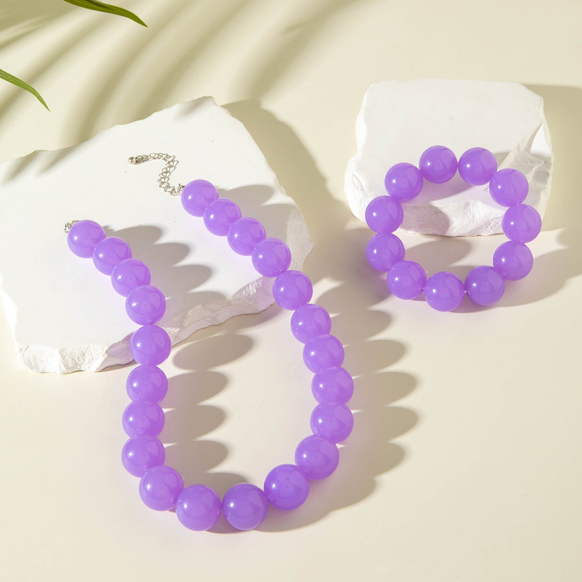Dopamine Colorful Acrylic Beaded Necklace Trendy Sweet Style