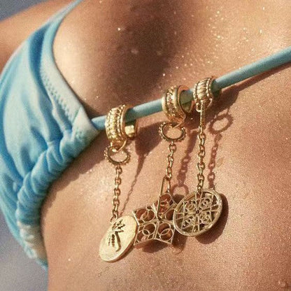 Stainless Steel Starfish & Shell Pendant Jewelry