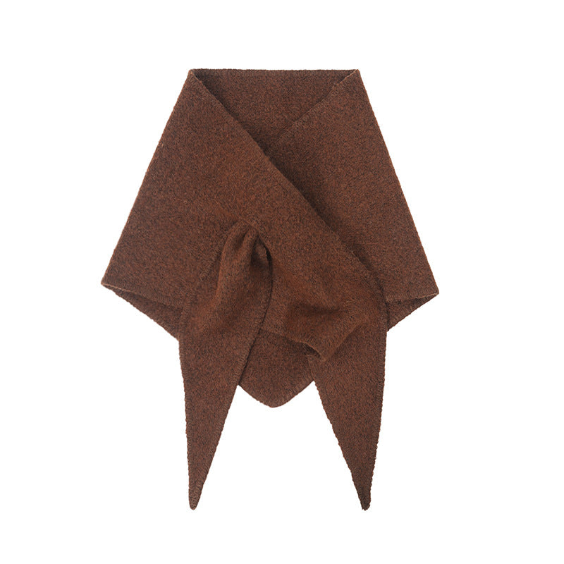 Winter Knit Wool Solid Color Triangle Scarf