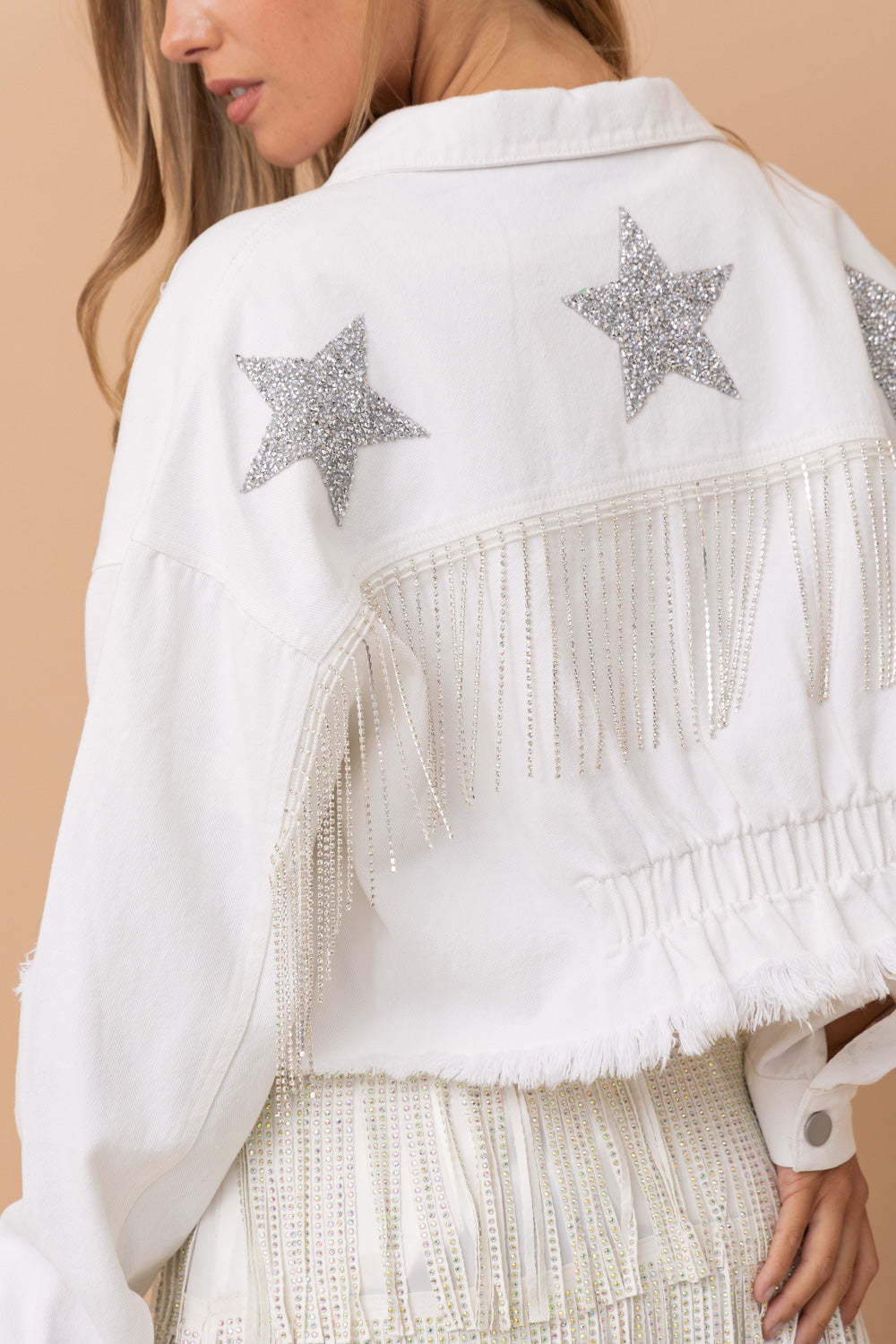 Fringe Hem Denim Jacket Casual Street Style