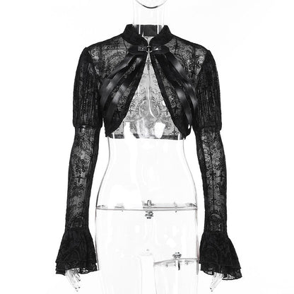 Summer Lace Open Front Skull Jacket for Women