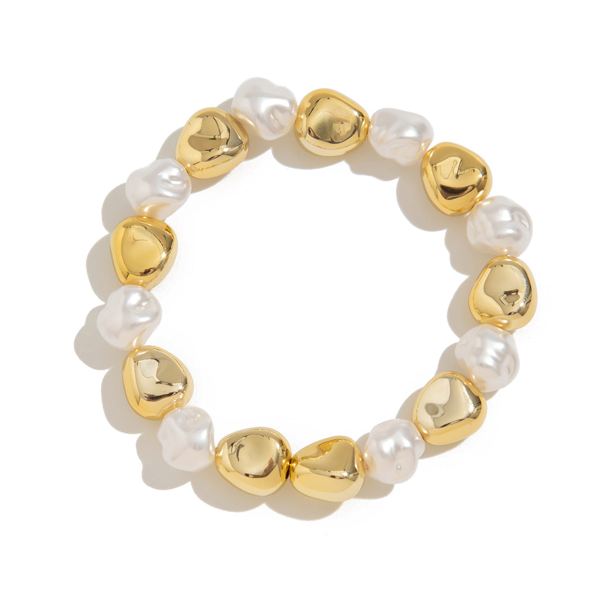 Trendy Metal Droplet Bracelet With Irregular Faux Pearl Accents