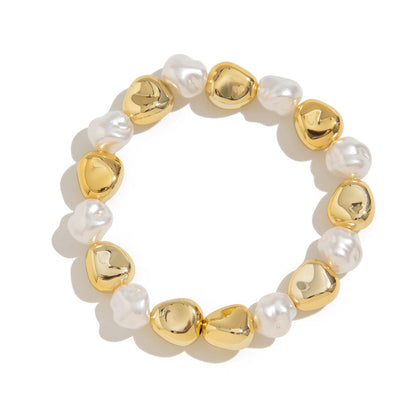 Trendy Metal Droplet Bracelet With Irregular Faux Pearl Accents