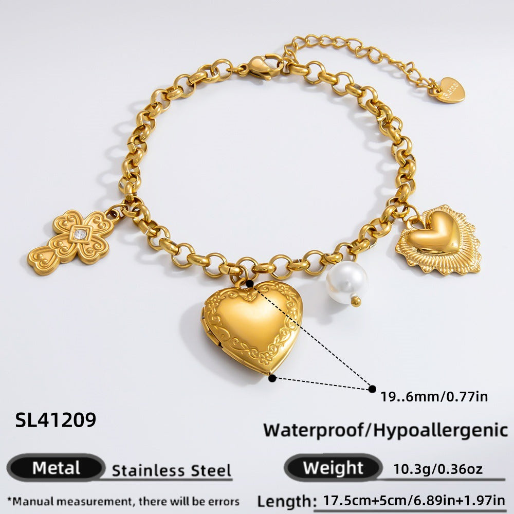 DIY Stainless Steel Heart Pendant Necklace with 18k Gold Plating