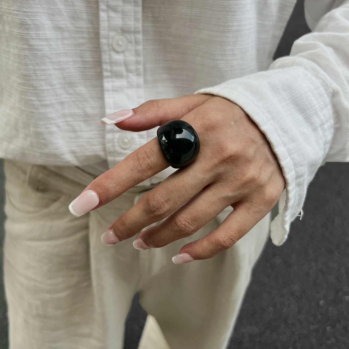 Elegant Resin Arc Bracelets And Acrylic Rings