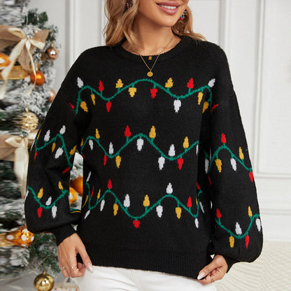 Funny Colorful Lights Loose Knit Christmas Sweater