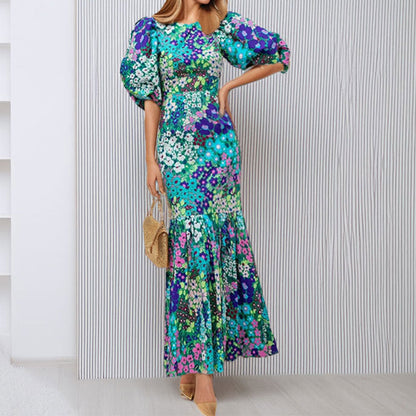 Elegant Printed A-Line Dress Polyester Casual Wear