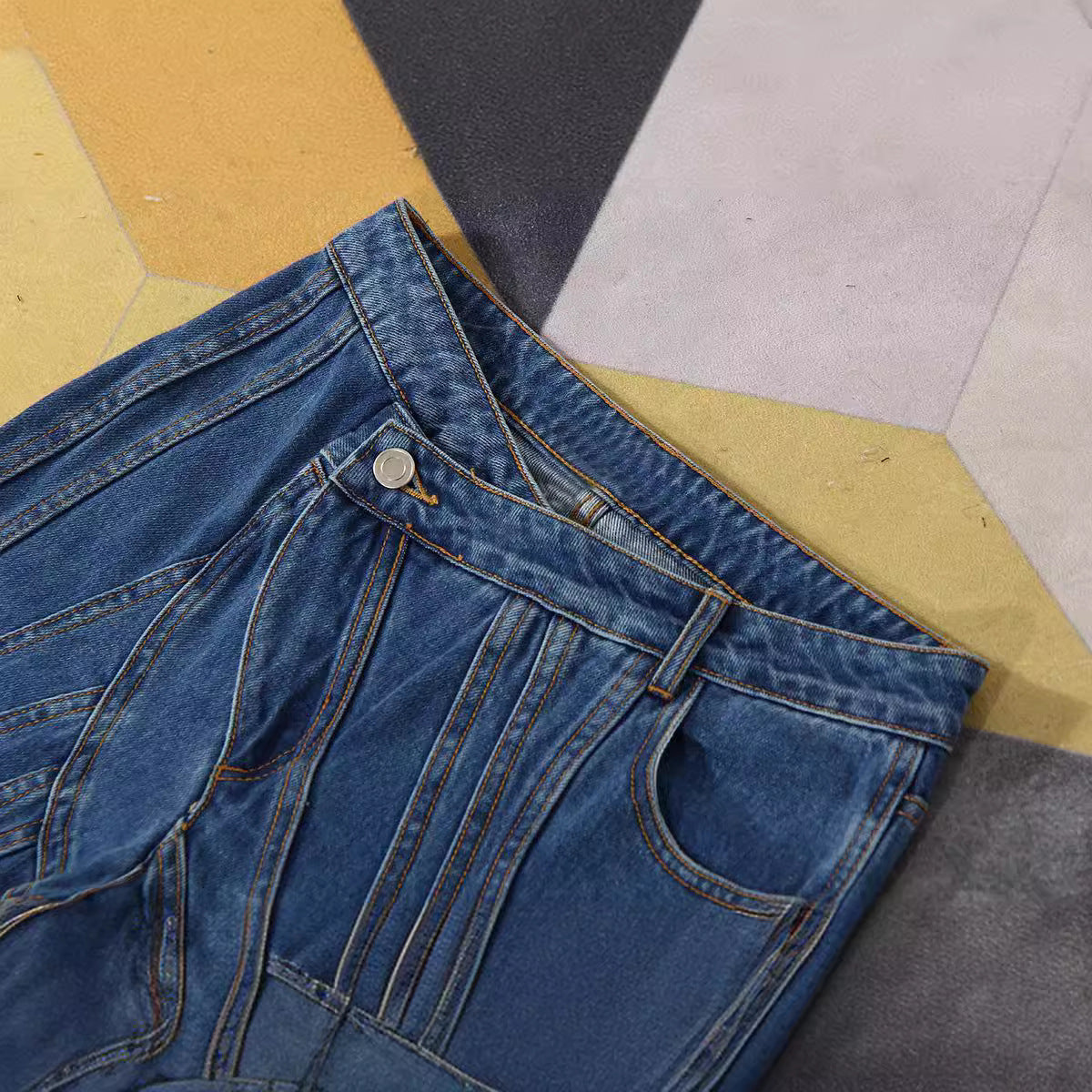 Asymmetrical Waist Design Casual Jeans