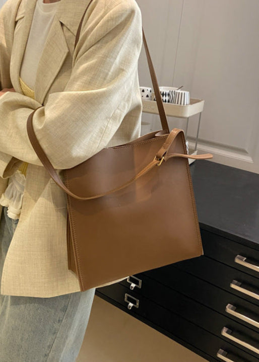 Structured PU Leather Tote With Shoulder Strap