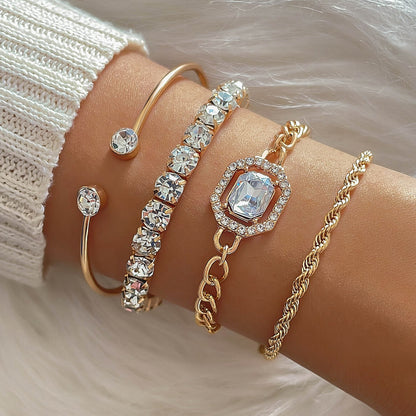 Vintage Geometric Twist Alloy Bracelet For Women