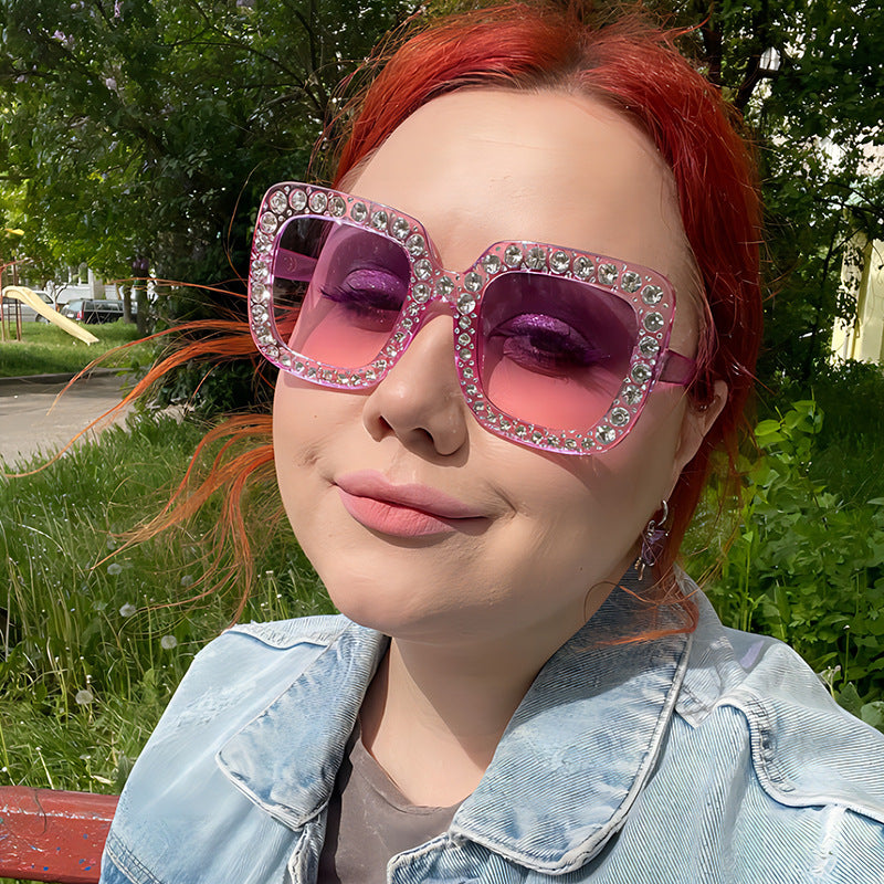 Colorful Disco Party Diamond Frame Sunglasses Retro Style