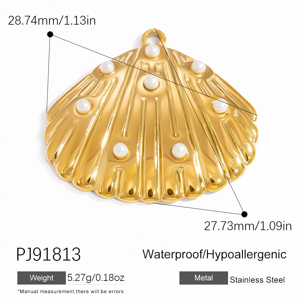 DIY Jewelry Accessories 18K Gold-Plated Stainless Steel Ocean-Inspired Bracelet Necklace Earring Pendant