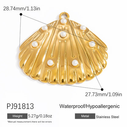DIY Jewelry Accessories 18K Gold-Plated Stainless Steel Ocean-Inspired Bracelet Necklace Earring Pendant