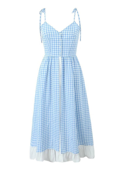 Gingham Layered Maxi Dress With Tie Straps