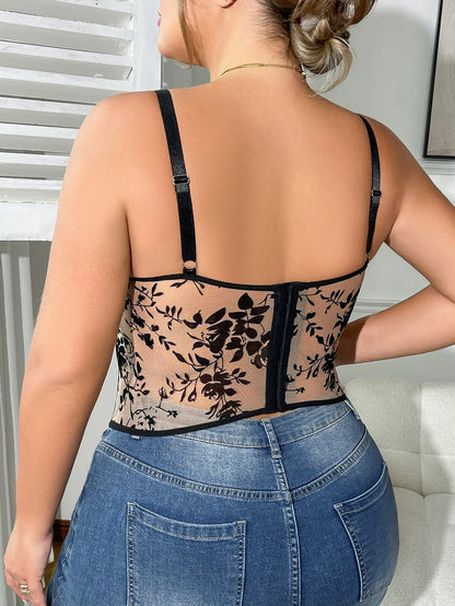Sexy Lace Push-Up Tank Top With Underwire For Curvy Women