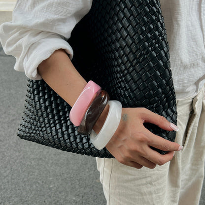 Geometric Acrylic Macaron Bangles Trendy Semi-Transparent Bracelets