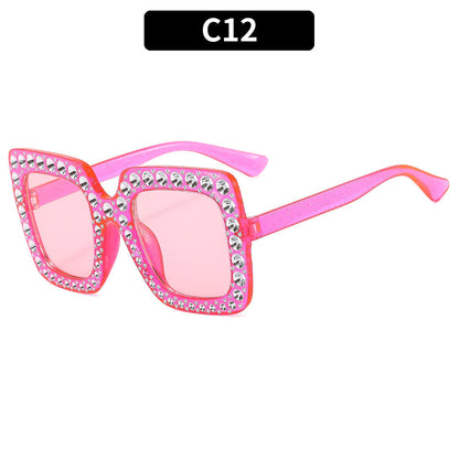 Colorful Bling Square Sunglasses Retro UV400 Protection
