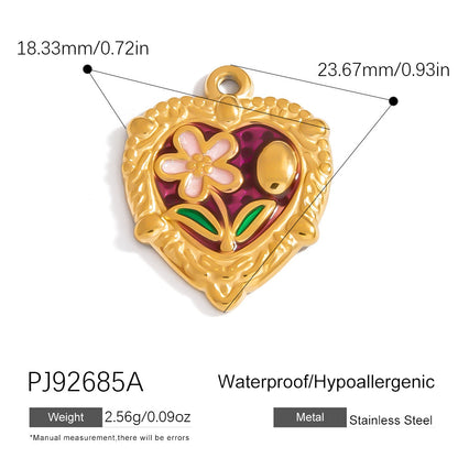 Heart Flower Pendant Accessories 18K Gold Plated Stainless Steel Jewelry