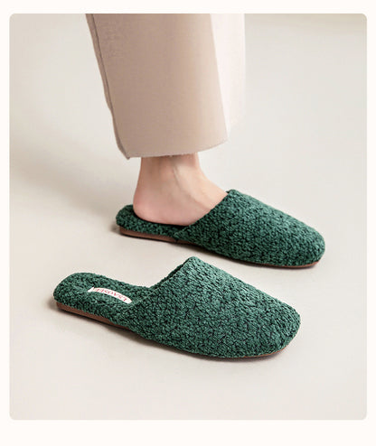 Simple Solid Color Soft Warm Plush Slippers