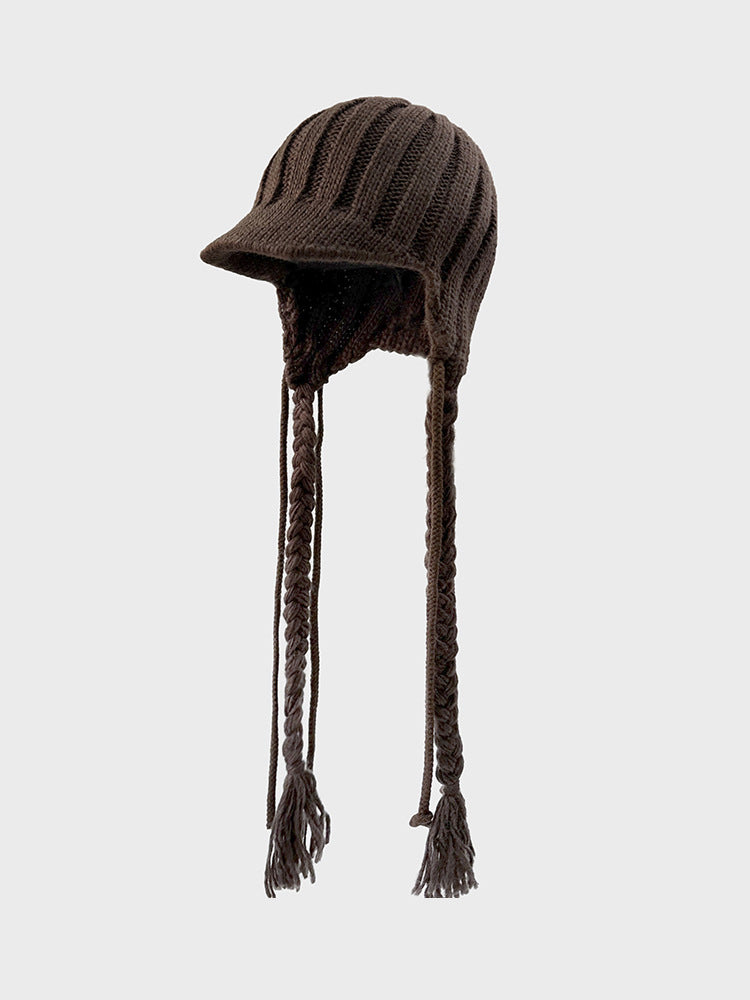 Cute Braid Tassel Ear Flap Beanie Knit Hat