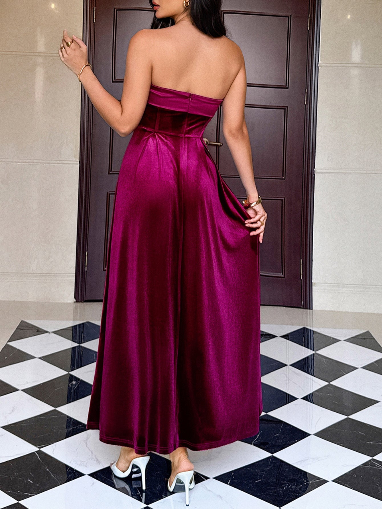 Elegant Strapless Maxi Dress For Women