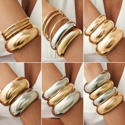 Bold Geometric Metal Cuff Bracelet Stylish Accessory