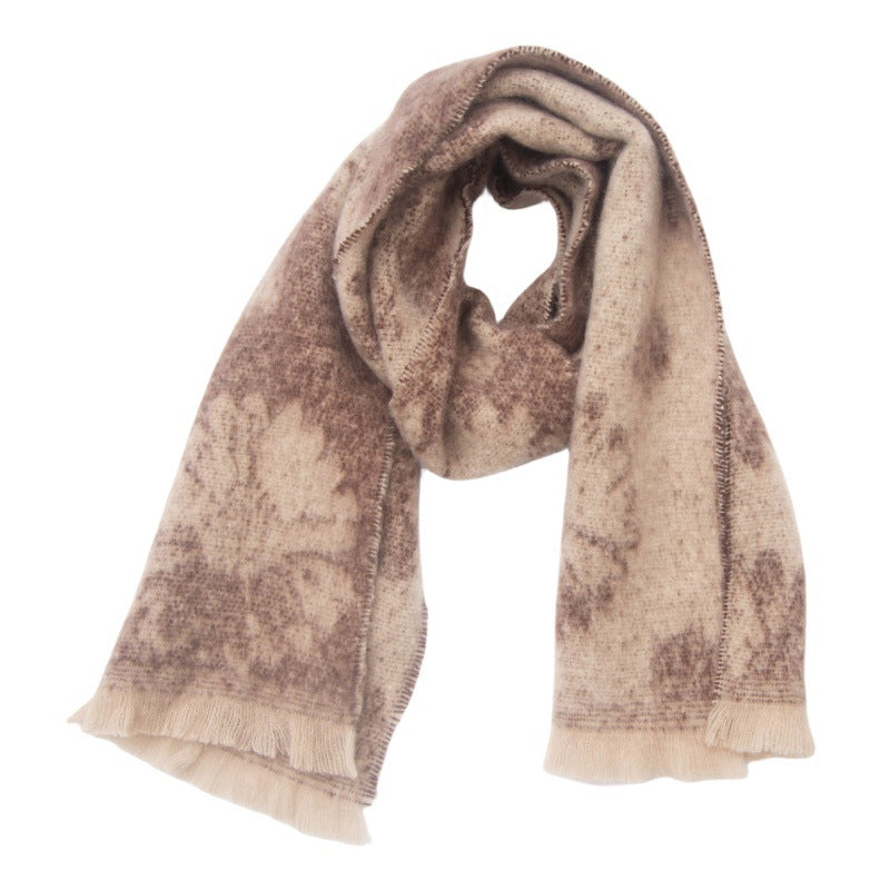 Floral Print Contrast Color Scarves