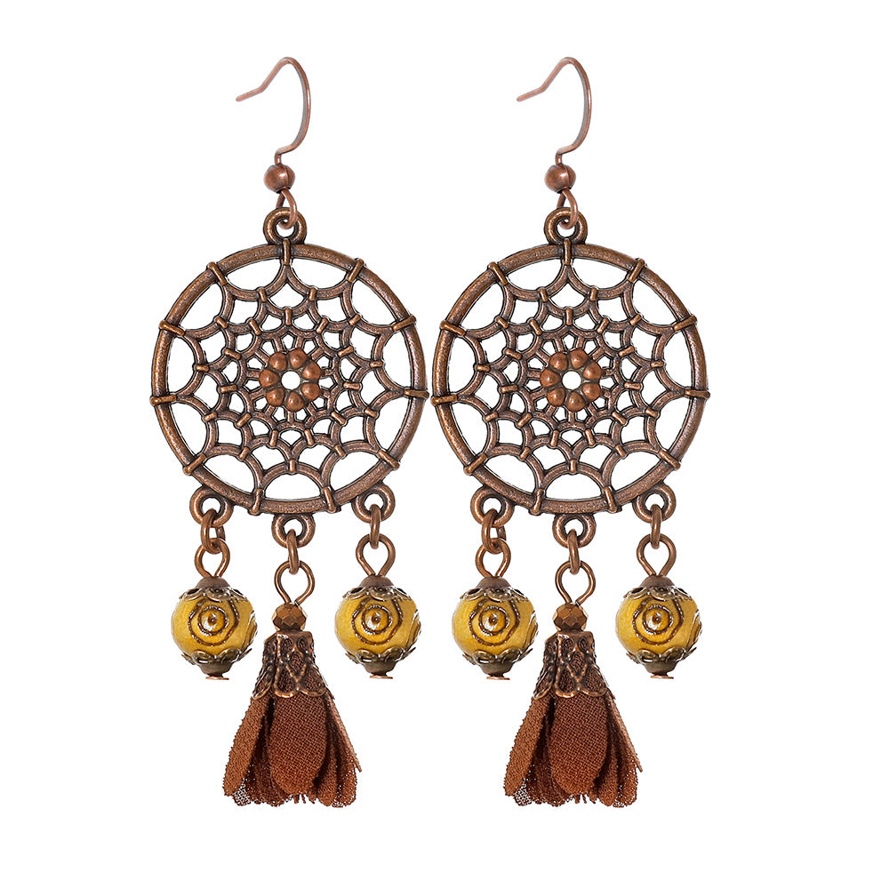 Vintage Bohemian Tassel Earrings with Hollow Design