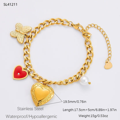 DIY Stainless Steel Heart Pendant Necklace with 18k Gold Plating