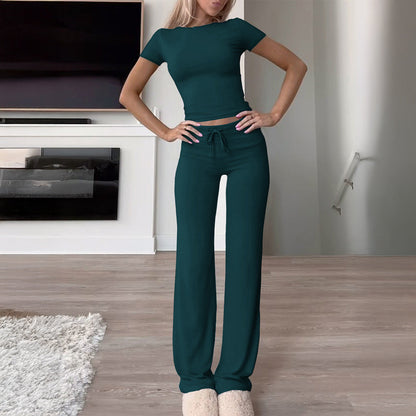 Elegant Solid Color Casual Set for Women