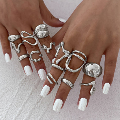 Geometry Design Liquid Metal Rings Trendy & Modern Jewelry