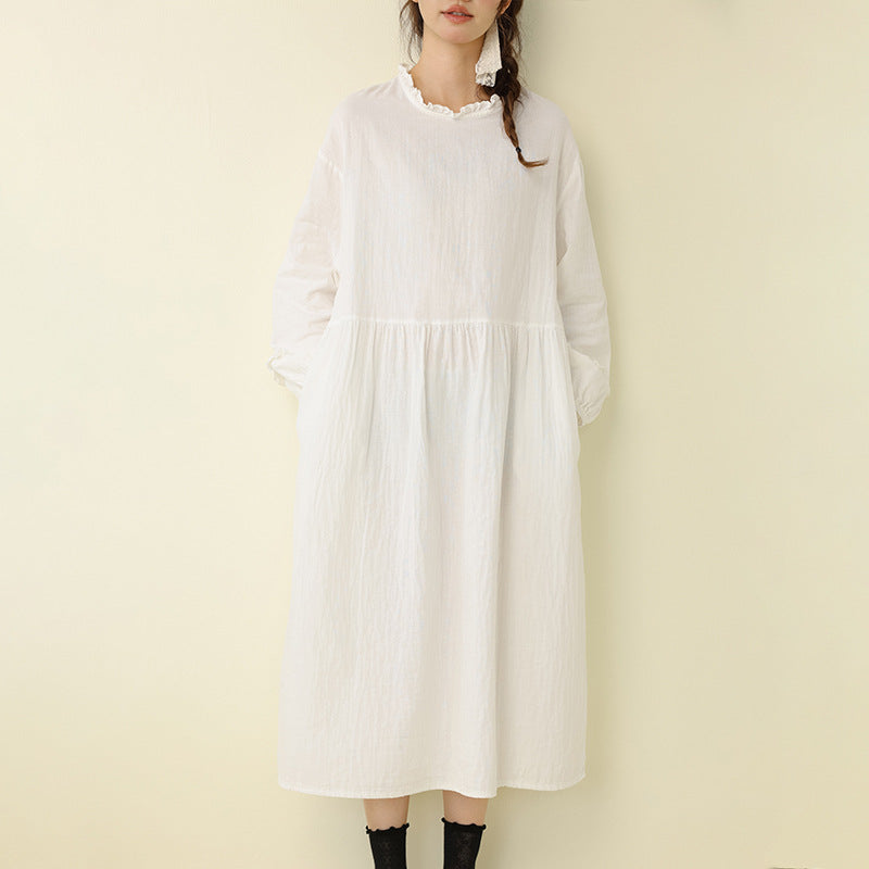 Sweet Fresh Double Layer Cotton Dress Loose Long Skirt