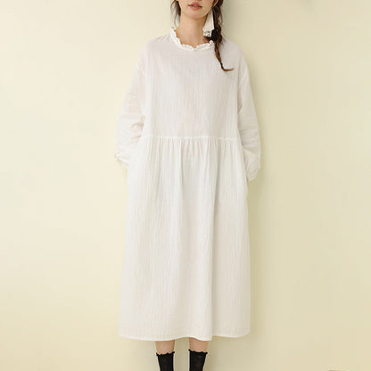 Sweet Fresh Double Layer Cotton Dress Loose Long Skirt