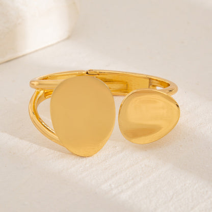 Asymmetrical Polished Alloy Bracelet Set - Waterdrop Design