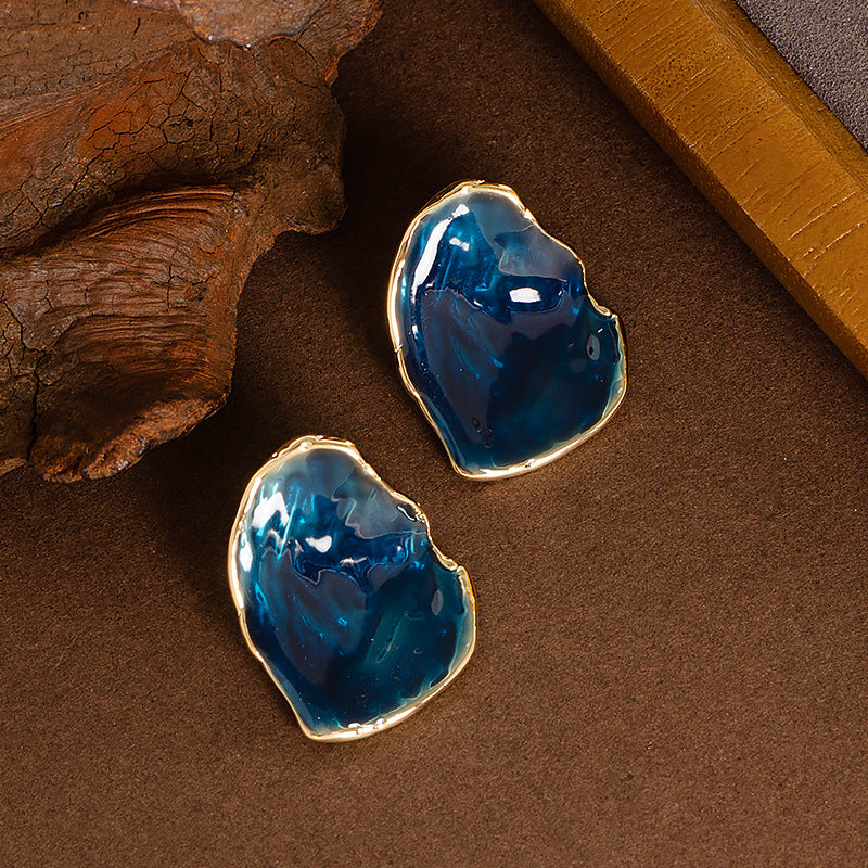 Geometric Enamel Drop Earrings Elegant Alloy Jewelry