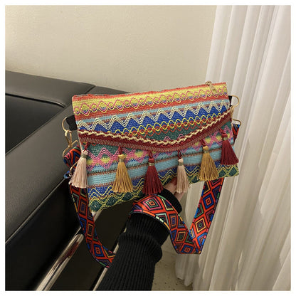 Artistic Bohemian Fringe Tote Bag Stylish Crossbody Purse
