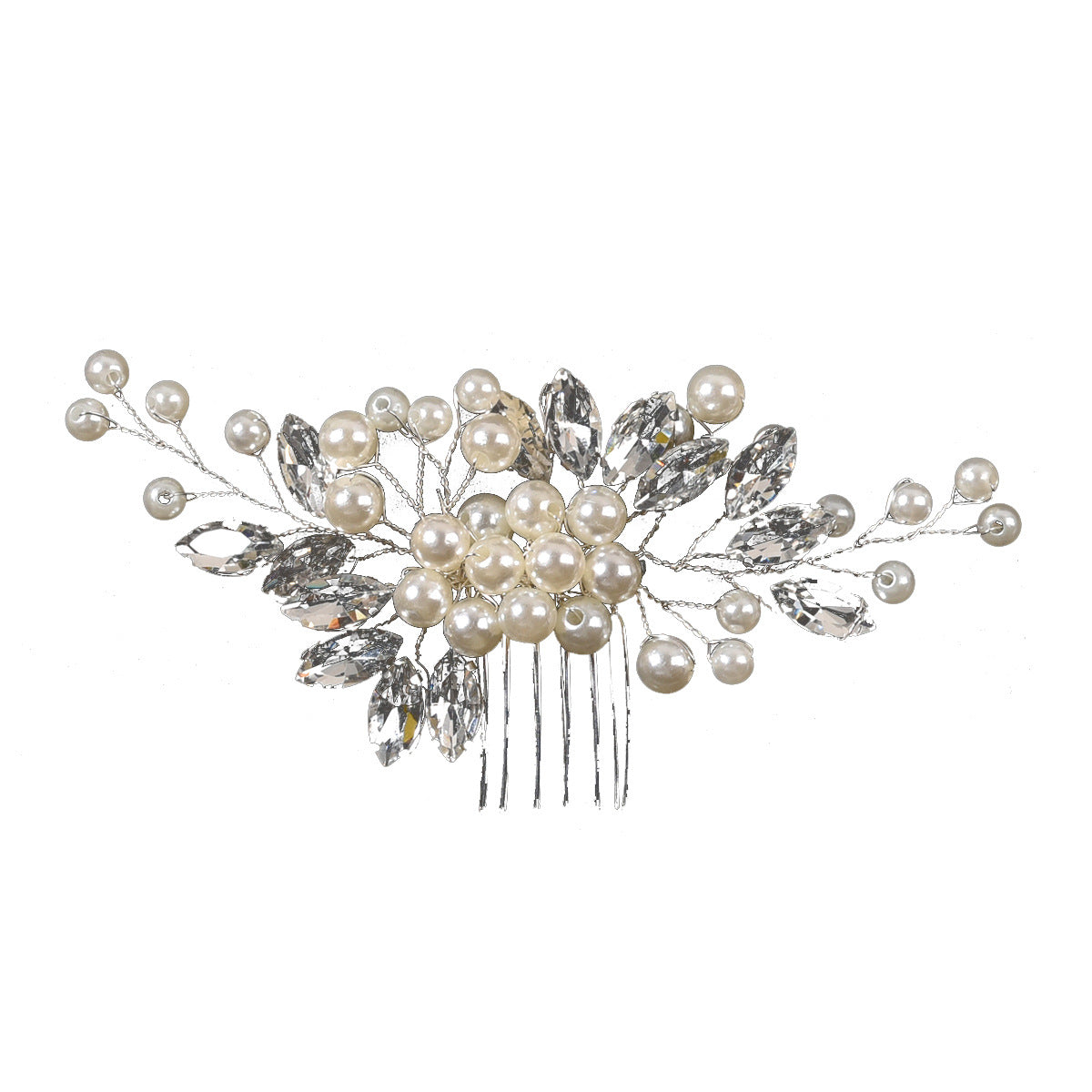 Bridal Hair Comb with Pearls and Rhinestones
