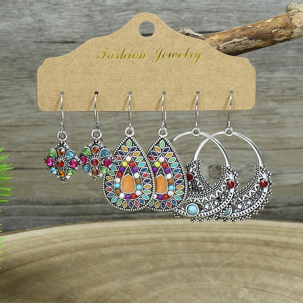 Bohemian Geometric Tassel Hoop Earrings