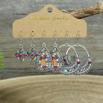 Bohemian Geometric Tassel Hoop Earrings