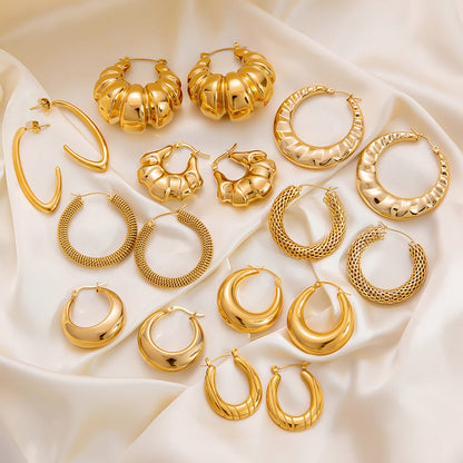 Geometric 18K Gold-Plated Steel Earrings Stylish Casual Accessories