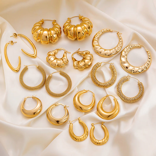 Geometric 18K Gold-Plated Steel Earrings Stylish Casual Accessories