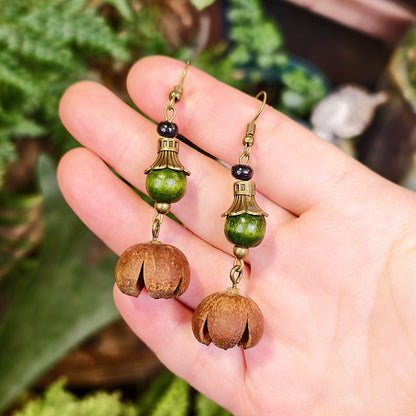 Bohemian Leaf Design Alloy Earrings with Natural Elements