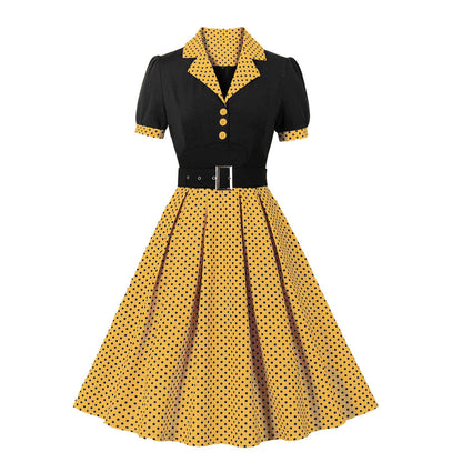 Psychedelic Polka Dot Belted Dress